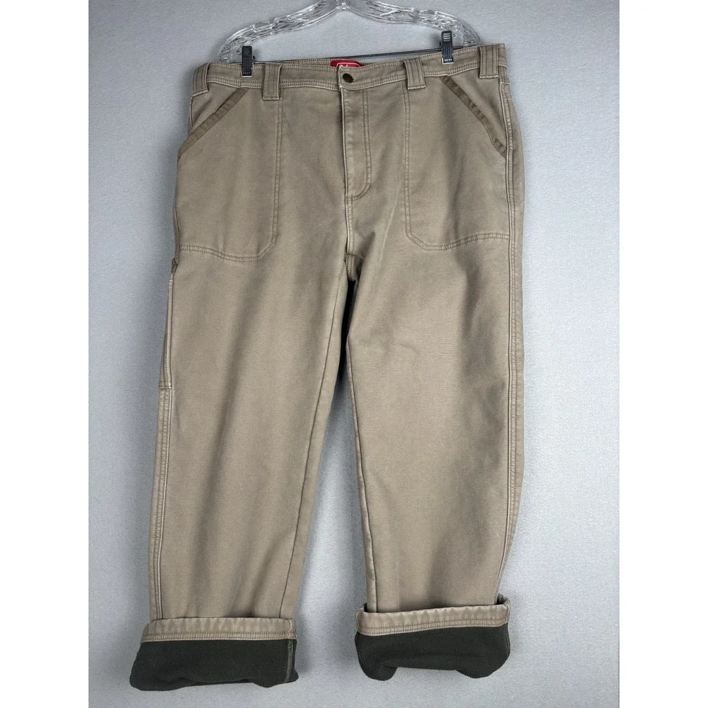 Coleman Pants Mens 38x30 Khaki Fleece Lined Outdoor Workwear Utility Fall 2021
